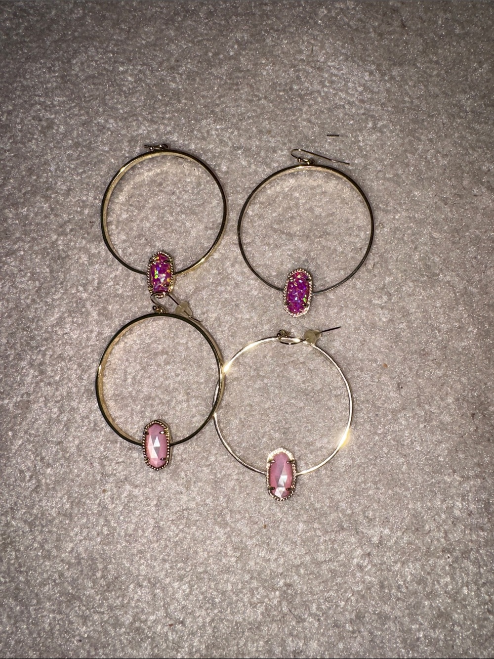 2 pairs Kendra Scott Gold Hoop Earrings with Pink Stones